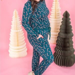 Green for Christmas Candy cane PJ Set